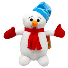 Мягкая игрушка "Снеговик" (24 см) с голубой шапочкой