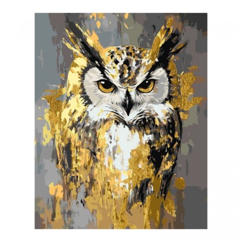 Картина по номерам Животные. Сова э красками металлик 40*50 см Оригами