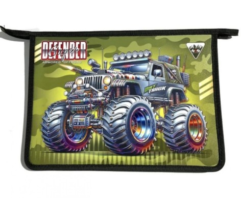 Папка на молнии А4+, "Dirt Track" (зеленая)