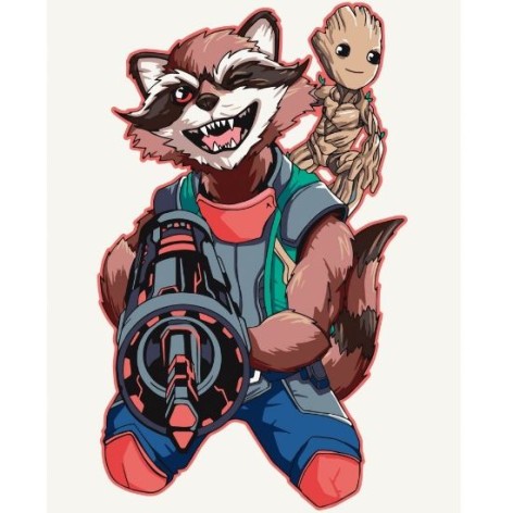 Картина по номерам "Грут и Ракета" 40х50 см