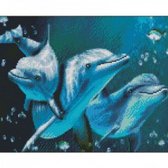 Алмазная мозаика "Дружелюбные дельфины" 30х40 см