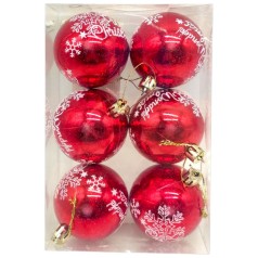 Новогодние украшения, 6 штук, шарики, D=6 см, в слюде