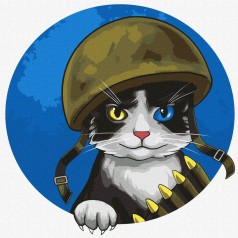 Картина по номерам "Воинственный котик" ★★