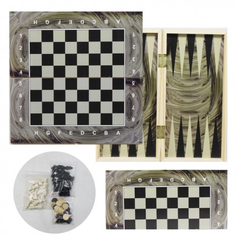 Гра 2 в 1 (шахи та нарди) на дерев'яні дошки