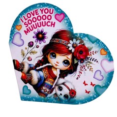 Открытка поздравительная "Валентинка" 13,1х7,1 см (10 штук)