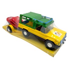 Машина "Мерс с коневозом" (желтый + красный катер)