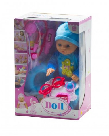Функціональний пупс із докторським набором "Doll" (у блакитному)
