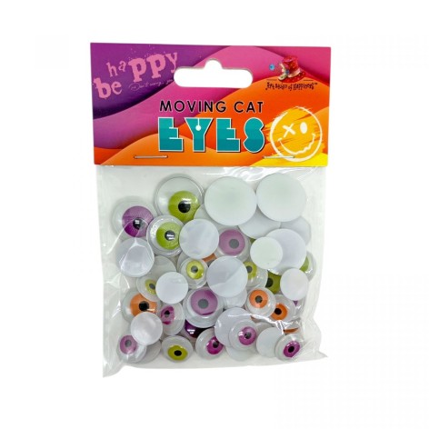 Движущиеся кошачьи глаза, 60шт., 20мм*4шт,18мм*6шт,15мм*20шт,12мм*30шт. цветные