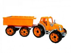 Уценка. Трактор с прицепом ТехноК  (оранжевый) - отломан держатель на одном колесе
