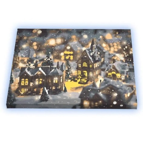 Картина по номерам со светодиодной подсветкой "Зимний вечер" 40х50 см