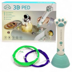 Игрушка 3D ручка (Зеленая) (подставка, 3 цвета пластика в комплекте)