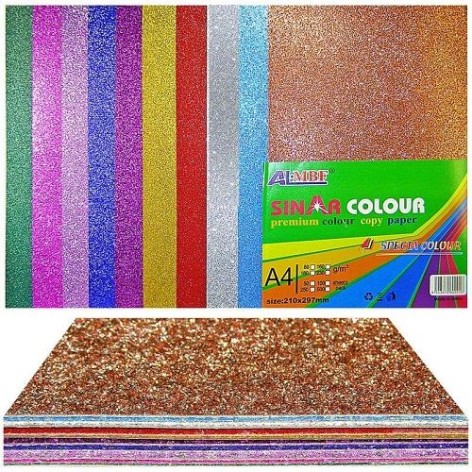 Папір А4 ГЛІТТЕР - ПАРЧА, ПАСТЕЛЬ, 20*30СМ 1мм, 250г/м2 10кол