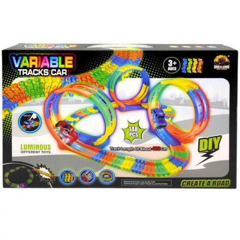Трек (світло, машинка на батарейках, люмінесцентний, автоматичний рух, 148 елементів, довжина треку 468 см)