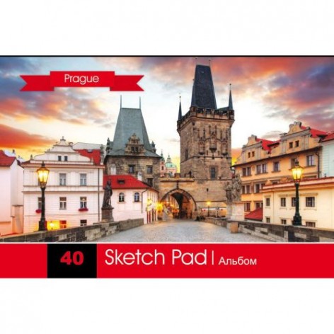 [Ц260021У] Альбом для малювання (пруж. 40арк.)  "Серія Міста світу -Прага"