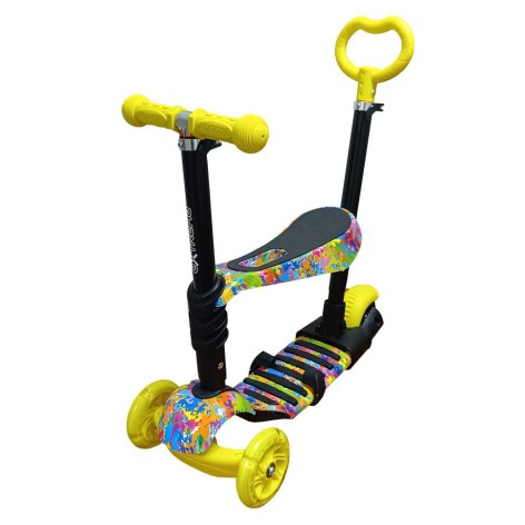 Самокат четырехколесный 5в1, желтый (Транспортировочная упаковка)