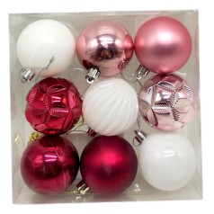 Новорічні прикраси, кульки, 9 штук, D = 6 см, в слюді
