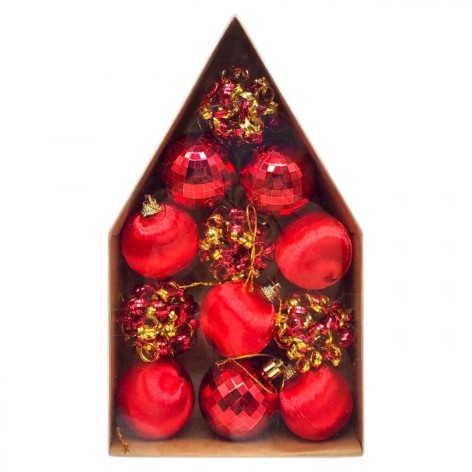 Новогодние украшения, 12 штук, шарики, D=5 см, в коробке