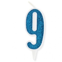 Свечка декоративная "Цифра 9", голубая