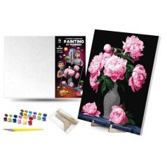 Картина по номерам 40х50 см "Букет пионов" с деревянной подставкой