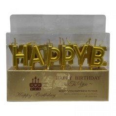 Свечи для торта буквы "Happy Birthday" (золото)