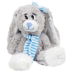 Плюшевый заяц в голубом шарфике (36 см)