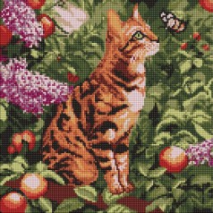 Алмазная мозаика "Бенгальский кот" 40х40 см