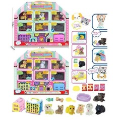 Набір тварин 882 6 тваринок, пискавки, аксесуари, будиночки, в коробці