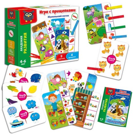 Игра с прищепками "Маленький логик" (рус)