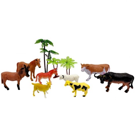 Животные домашние (11 элементов, 8 животных, аксессуары в пакете)