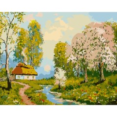 Картина за номерами "Старовинний очеретний будинок" 40х50 см