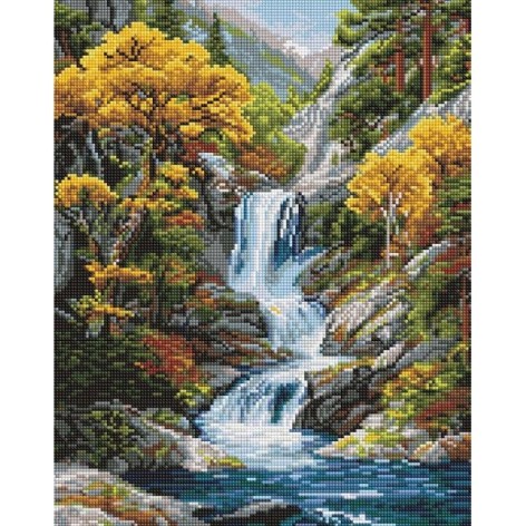Алмазная мозаика "Под водопадом осени" 40х50 см