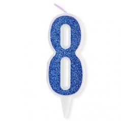 Свечка декоративная "Цифра 8", голубая