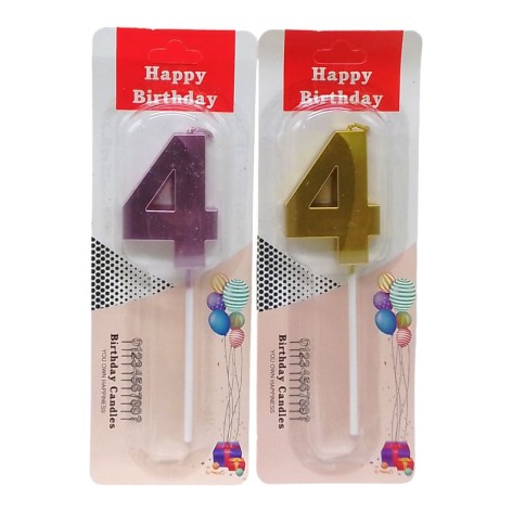 Свеча-цифра "4" металлик 5см (35464)