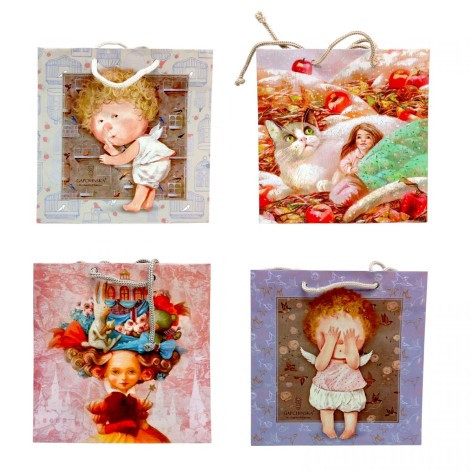 Пакет бумажный 16*16*7 микс видов