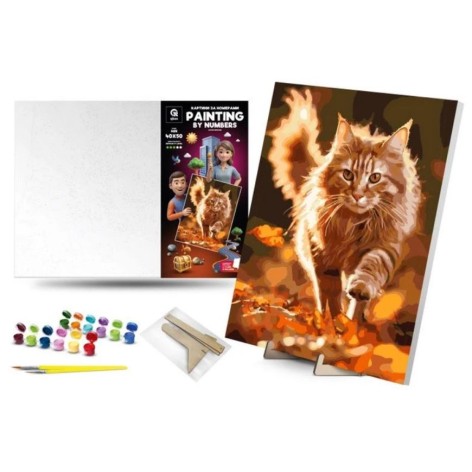 Картина по номерам 40х50 см "Кошачьи приключения" с деревянной подставкой