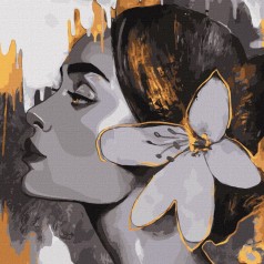 Картина по номерам "Изящный профиль с красками металлик" ★★★