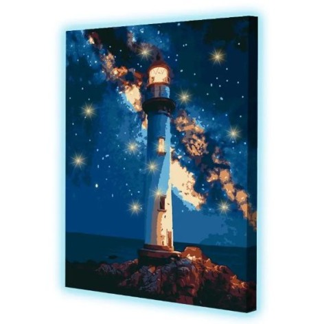 Картина по номерам со светодиодной подсветкой "Звездный маяк" 40х50 см