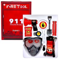 Набор пожарного (огнетушитель со светом, звуком сирены и парогенерацией, респиратор, компас, громкоговоритель, лопата, раскладная стремянка, знак "Стоп") в коробке 40,5х7х30 см