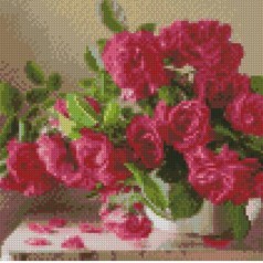 Алмазная мозаика "Цветы малинового цвета" 30х30 см