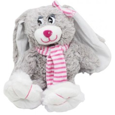 Плюшевый заяц в розовом шарфике (36 см)