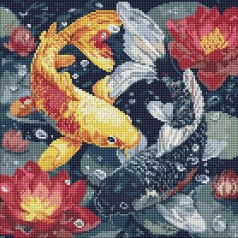 Алмазная мозаика "Жизнь кои" 40х40 см