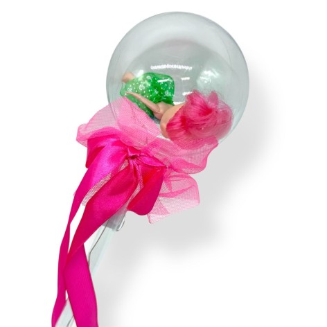 Светящаяся палочка с куклой (малиновая)