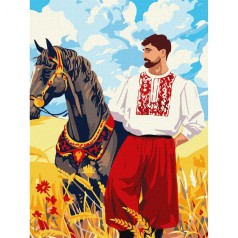 Картина по номерам "Казак в поле" 30х40 см