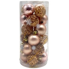 Новогодние украшения, 24 штуки, шарики, D=4 см, в слюде