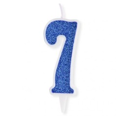 Свечка декоративная "Цифра 7", голубая