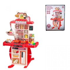 Кухня с посудой батар.муз.свет.пар.течет вода (микс цветов)