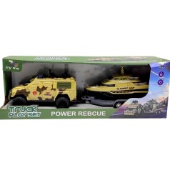 Игровой набор "БТР с Катером НА ПРИЦЕПЕ" (БЕЖЕВЫЙ) кор. 47х11,5х16,5 см