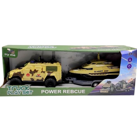 Игровой набор "БТР с Катером НА ПРИЦЕПЕ" (БЕЖЕВЫЙ) кор. 47х11,5х16,5 см