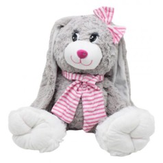 Плюшевый заяц в розовом шарфике (52 см)