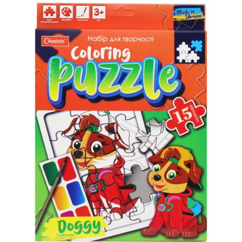 Пазл-раскраска с цветами "Coloring Puzzle: Собачка" (укр)